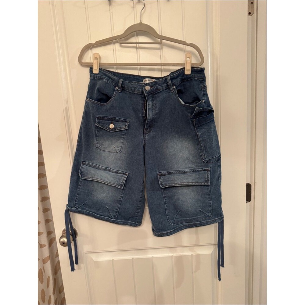 Madden Girl Light Blue Denim Shorts with Contrast Stitching